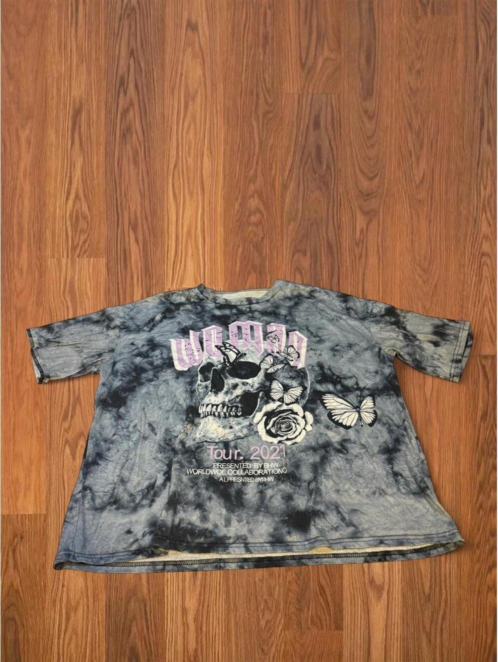 WOMAD 2021 Festival Tour T Shirt Mens Size L Skull Rose Butterfly Graphic